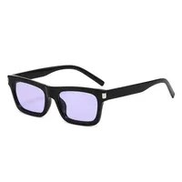 Square Narrow Frame Sunglasses Unisex Driving UV Protection Fashionable Black Full Frame Glasses For Men And Women sku image 3