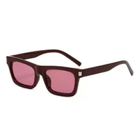 Square Narrow Frame Sunglasses Unisex Driving UV Protection Fashionable Black Full Frame Glasses For Men And Women sku image 4