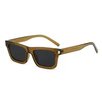 Square Narrow Frame Sunglasses Unisex Driving UV Protection Fashionable Black Full Frame Glasses For Men And Women sku image 5