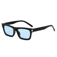 Square Narrow Frame Sunglasses Unisex Driving UV Protection Fashionable Black Full Frame Glasses For Men And Women sku image 6