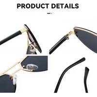 Classic Men's Polarized Sunglasses New Metal Anti-UV Driver Glasses Fashionable Fishing And Cycling Grey And Gold Frame PC Lens main image 3