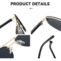 New Advanced Metal Frog Eyes Sunglasses Unisex Anti-Uv Street Fashion Pilot Style Half Frame Travel And Fishing Special Sun Glasses main image 3