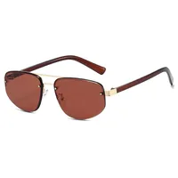 New Advanced Metal Frog Eyes Sunglasses Unisex Anti-Uv Street Fashion Pilot Style Half Frame Travel And Fishing Special Sun Glasses sku image 2