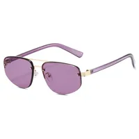 New Advanced Metal Frog Eyes Sunglasses Unisex Anti-Uv Street Fashion Pilot Style Half Frame Travel And Fishing Special Sun Glasses sku image 3