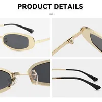New Fashionable Oval Metal Sunglasses Small Frame UV Protection Personality Sunscreen Retro Style Unisex Travel Fishing Special main image 2