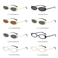 New Fashionable Oval Metal Sunglasses Small Frame UV Protection Personality Sunscreen Retro Style Unisex Travel Fishing Special main image 3