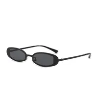 New Fashionable Oval Metal Sunglasses Small Frame UV Protection Personality Sunscreen Retro Style Unisex Travel Fishing Special sku image 2