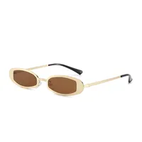 New Fashionable Oval Metal Sunglasses Small Frame UV Protection Personality Sunscreen Retro Style Unisex Travel Fishing Special sku image 3