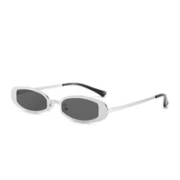 New Fashionable Oval Metal Sunglasses Small Frame UV Protection Personality Sunscreen Retro Style Unisex Travel Fishing Special sku image 5
