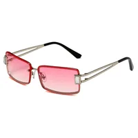 Square Small Frame Sunglasses Metal Women's Style Y2K Street Snap Anti UV Glasses Unisex Travel Grey And Gold Colors main image 4