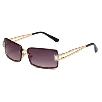 Square Small Frame Sunglasses Metal Women's Style Y2K Street Snap Anti UV Glasses Unisex Travel Grey And Gold Colors main image 6