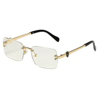 New European Business Style Men's Glasses High-End Feeling Diamond Cutting Edge Frameless Sunglasses Square Frame Shades sku image 8
