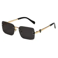New European Business Style Men's Glasses High-End Feeling Diamond Cutting Edge Frameless Sunglasses Square Frame Shades sku image 1