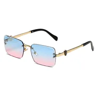 New European Business Style Men's Glasses High-End Feeling Diamond Cutting Edge Frameless Sunglasses Square Frame Shades sku image 7