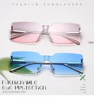 Fashionable Square Sunglasses Unisex Frameless Block Design Versatile Shades For Travel Grey And Gold Color Options main image 1
