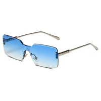 Fashionable Square Sunglasses Unisex Frameless Block Design Versatile Shades For Travel Grey And Gold Color Options main image 2