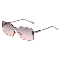 Fashionable Square Sunglasses Unisex Frameless Block Design Versatile Shades For Travel Grey And Gold Color Options main image 3