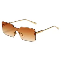 Fashionable Square Sunglasses Unisex Frameless Block Design Versatile Shades For Travel Grey And Gold Color Options main image 4