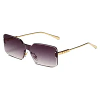 Fashionable Square Sunglasses Unisex Frameless Block Design Versatile Shades For Travel Grey And Gold Color Options main image 5