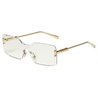 Fashionable Square Sunglasses Unisex Frameless Block Design Versatile Shades For Travel Grey And Gold Color Options main image 6
