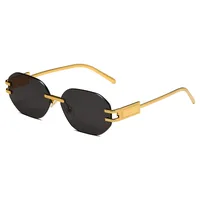 New Fashionable Ins Style Unisex Frameless Polygonal Sunglasses Women's Trendy Street Snap Sun Glasses Grey And Golden Colors main image 2