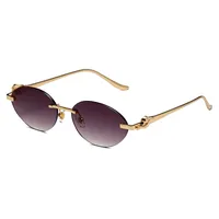 New  Trendy Oval Frameless Sunglasses Personality Hip Hop Eyeglasses Unisex Travel Grey And Gold PC Lens main image 3