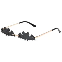 Cool Fashionable Metal Bat Shape Sunglasses Unisex Street Style Party Glasses Grey And Gold Frameless Asymmetric Design sku image 1