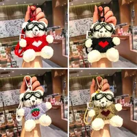 Cute Cartoon Bear Plush Keychain Couple Backpack Doll Car Keychain Toy Soft Cuddly Stuffed Animals Wedding Graduation Birthday main image 1