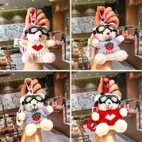 Cute Cartoon Bear Plush Keychain Couple Backpack Doll Car Keychain Toy Soft Cuddly Stuffed Animals Wedding Graduation Birthday main image 2