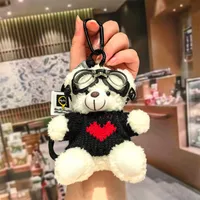Cute Cartoon Bear Plush Keychain Couple Backpack Doll Car Keychain Toy Soft Cuddly Stuffed Animals Wedding Graduation Birthday sku image 7