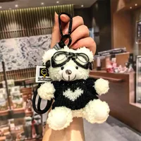 Cute Cartoon Bear Plush Keychain Couple Backpack Doll Car Keychain Toy Soft Cuddly Stuffed Animals Wedding Graduation Birthday sku image 8