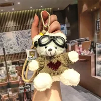 Cute Cartoon Bear Plush Keychain Couple Backpack Doll Car Keychain Toy Soft Cuddly Stuffed Animals Wedding Graduation Birthday sku image 9