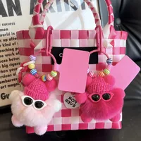 Adorable Little Coal Ball Rabbit Fur Keychain Bag Charm Southeast Asian Style Metal Toy Car Key Holder Cute Plushie Backpack Ornament main image 4