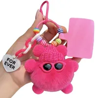 Adorable Little Coal Ball Rabbit Fur Keychain Bag Charm Southeast Asian Style Metal Toy Car Key Holder Cute Plushie Backpack Ornament main image 5