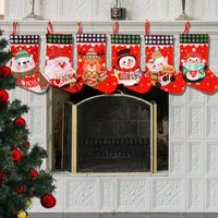 Christmas Decorations Christmas Socks Gift Bag Plaid Elder Snowman Elf Home Decor American Style Festive Fabric Accessories main image 1