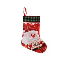 Christmas Decorations Christmas Socks Gift Bag Plaid Elder Snowman Elf Home Decor American Style Festive Fabric Accessories sku image 2