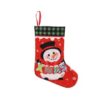 Christmas Decorations Christmas Socks Gift Bag Plaid Elder Snowman Elf Home Decor American Style Festive Fabric Accessories sku image 5