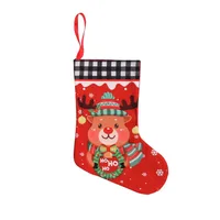Christmas Decorations Christmas Socks Gift Bag Plaid Elder Snowman Elf Home Decor American Style Festive Fabric Accessories sku image 6