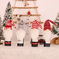 Christmas Decorations Knitted Hat Forest Elderly Bottle Cap Faceless Doll Wine Cover Bottle Decor European Style Handmade Cloth main image 1