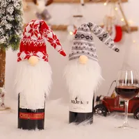 Christmas Decorations Knitted Hat Forest Elderly Bottle Cap Faceless Doll Wine Cover Bottle Decor European Style Handmade Cloth main image 3