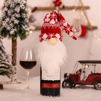 Christmas Decorations Knitted Hat Forest Elderly Bottle Cap Faceless Doll Wine Cover Bottle Decor European Style Handmade Cloth sku image 1