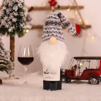 Christmas Decorations Knitted Hat Forest Elderly Bottle Cap Faceless Doll Wine Cover Bottle Decor European Style Handmade Cloth sku image 2