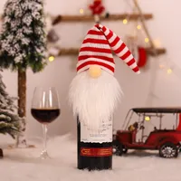 Christmas Decorations Knitted Hat Forest Elderly Bottle Cap Faceless Doll Wine Cover Bottle Decor European Style Handmade Cloth sku image 4