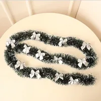 Christmas Tree Decorations Christmas Gifts Colorful Stripe Woolen Tassel Green Black Edge With Butterfly Knot Hotel Decorations main image 2
