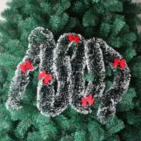 Christmas Tree Decorations Christmas Gifts Colorful Stripe Woolen Tassel Green Black Edge With Butterfly Knot Hotel Decorations main image 4