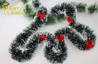 Christmas Tree Decorations Christmas Gifts Colorful Stripe Woolen Tassel Green Black Edge With Butterfly Knot Hotel Decorations sku image 1