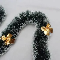 Christmas Tree Decorations Christmas Gifts Colorful Stripe Woolen Tassel Green Black Edge With Butterfly Knot Hotel Decorations sku image 3