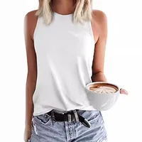 Solid Color Sleeveless Vest T-shirt Any Pattern Available Single Piece Order Round Neck Street Style Women's T-shirt main image 2