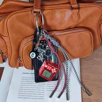 Black And Red 8-Digit Dice Keychain For Men And Women American Style Mixed Material Bag Pendant Game Machine Decoration main image 1