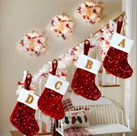 Christmas Decorative Knitted Socks With Shiny Silver Sequins And Red Letters American Style Holiday Small Ornament main image 1